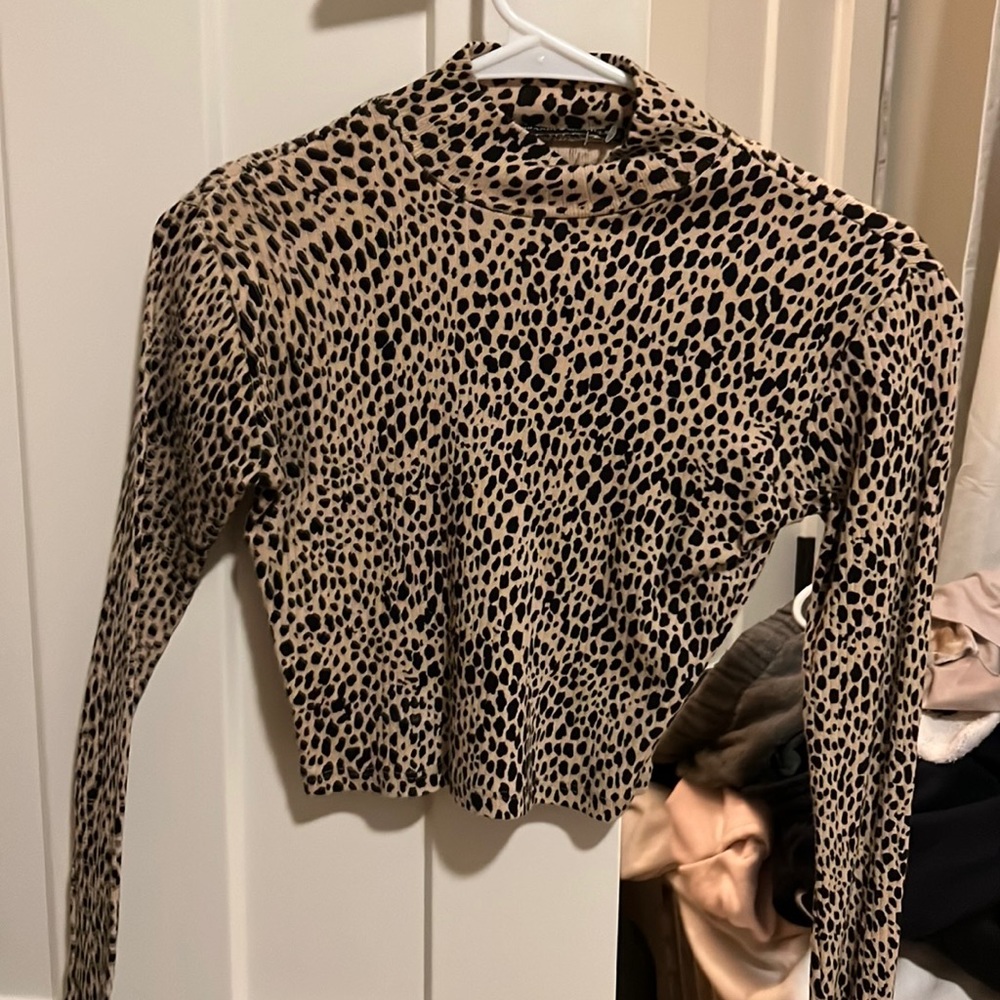 RARE Brandy Melville mock neck cheetah shirt